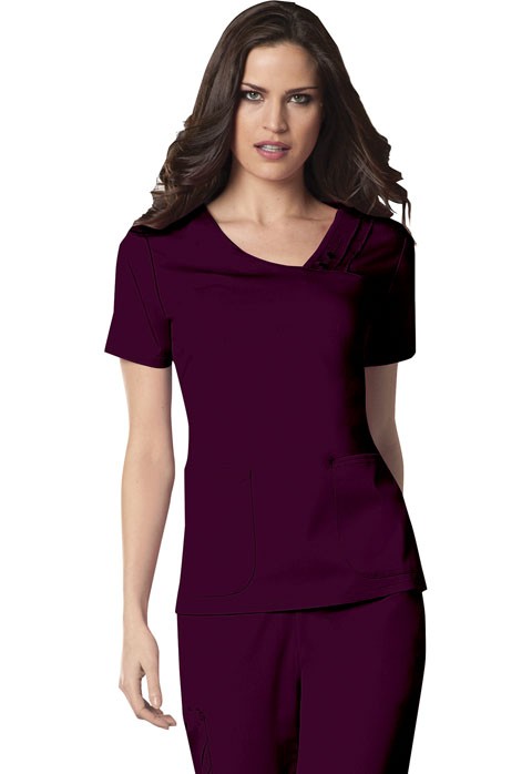 Cherokee #1999 Crossover V-Neck Pin-Tuck Top